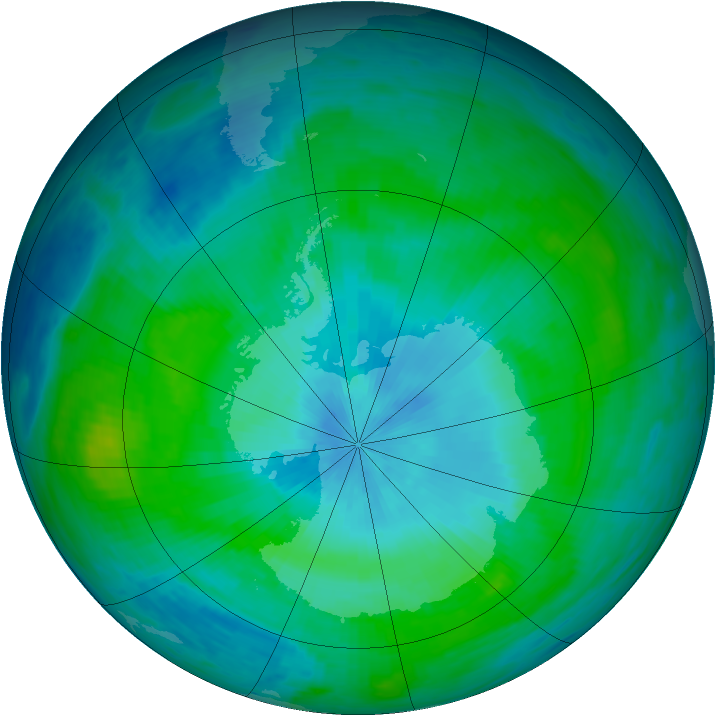 Antarctic ozone map for 17 February 1990